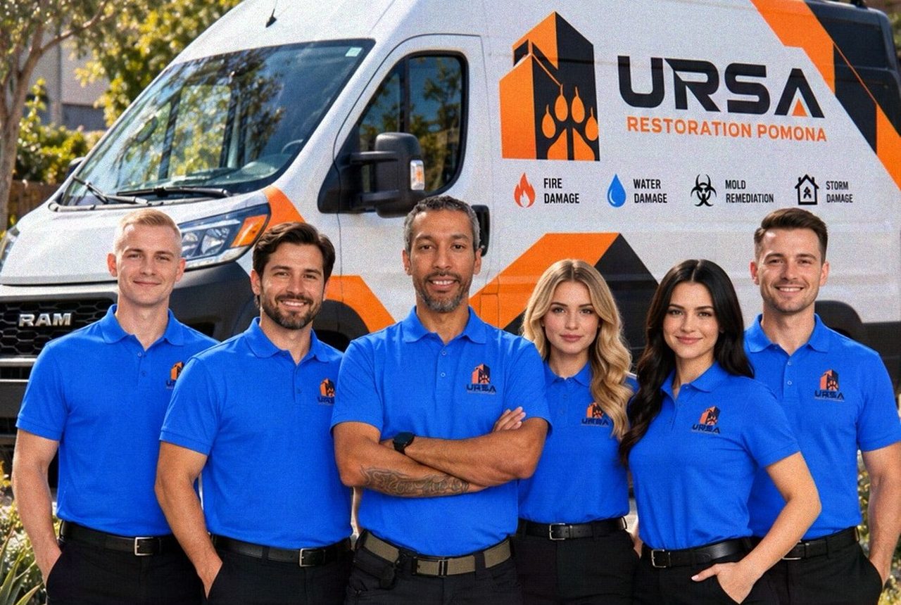 The Ursa Restoration Pomona crew in front of a company van